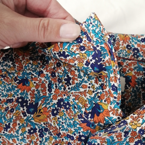 Eton Men's Slim Fit Floral Dress Shirt Orange Blue White 16.5 - Picture 11 of 17